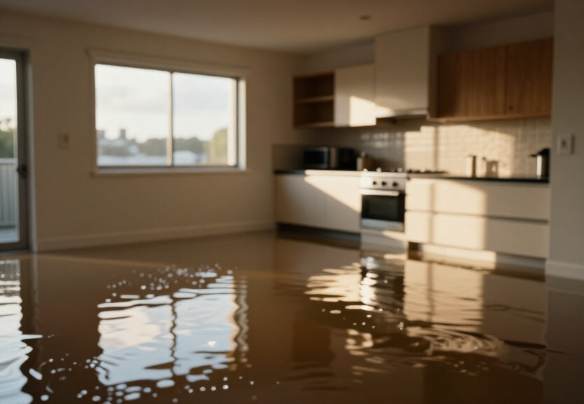 Water-damaged retail store in Seven Hills before drying